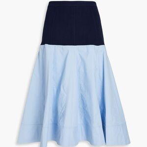 3.1 Phillip Lim XS Ribbed-knit paneled poplin midi skirt
